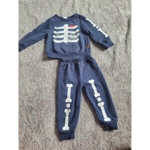 Lila And Jack Halloween Skeleton Sweatshirt & Joggers Set Size 3T Blue Spooky
